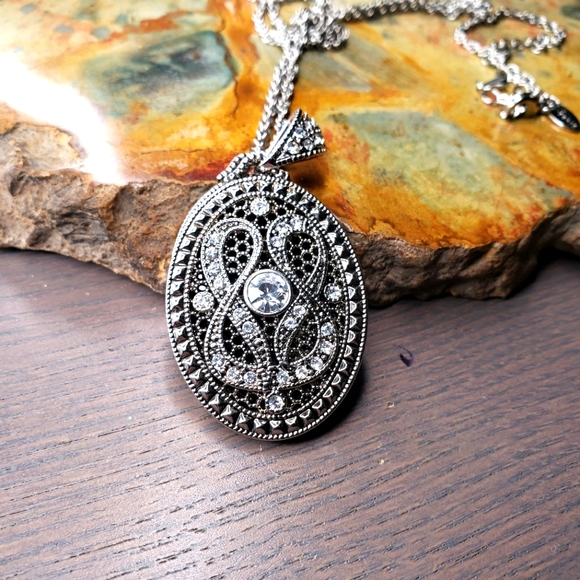 Pendentif Slide Lia Sophia Cyrano - Ovale Filigrane - Bicolore Or Et Argent - Neuf En Boîte